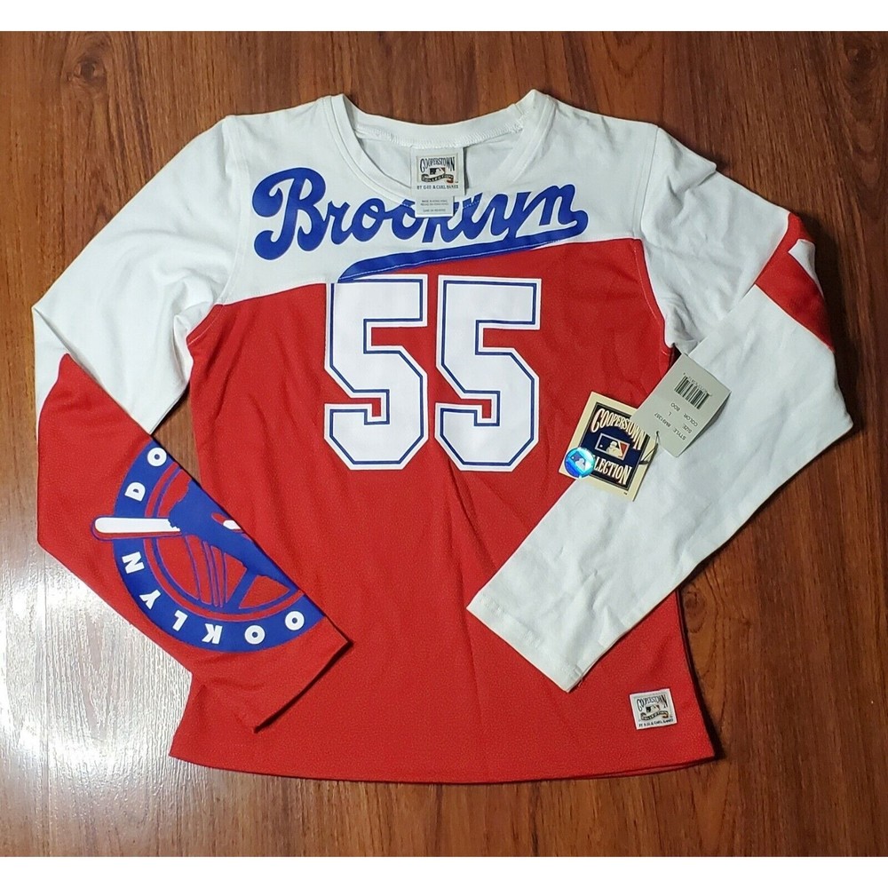 Rare Brooklyn Dodgers Cooperstown Collection Woman's #55 Shirt Jersey Size L